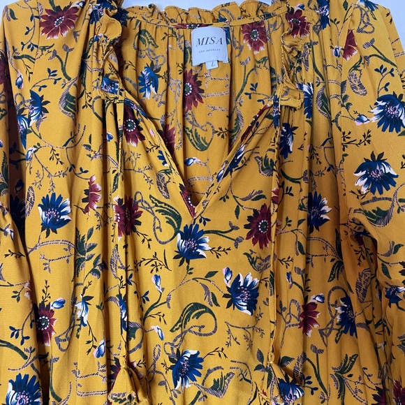 MISA Los Angeles Smocked Ruffle Floral Dress Size Large - Picture 4 of 5